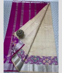 Cream and Magenta color mangalagiri pattu sarees with all over checks design -MAGP0026947