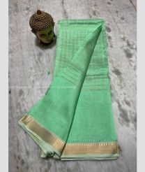 Aquamarine color mangalagiri pattu handloom saree with all over checks and temple border design -MAGP0013599
