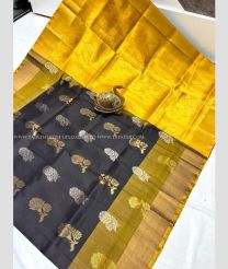 Black and Orange color uppada pattu sarees with all over buttas design -UPDP0022023