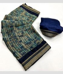 Blue Jay and Black color Georgette sarees with fancy weaving border design -GEOS0008957