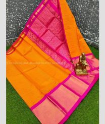 Mango Yellow and Pink color chanderi soft silk sarees with kaddy border saree design -CNSS0000013