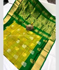 Mehendi Green and Green color uppada pattu sarees with all over buttas design -UPDP0022036