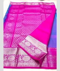 Lite Purple Blue and Pink color venkatagiri pattu handloom saree with all over silver jari buties design -VAGP0000869