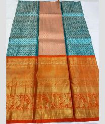 Turquoise and Orange color kanchi Lehengas with all over designed -KAPL0000151
