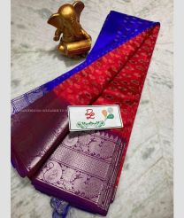 Royal Blue and Red color mangalagiri pattu sarees with all over pochampally design -MAGP0026664