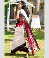 Cream and Black color linen sarees with all over digital printed design -LINS0003702