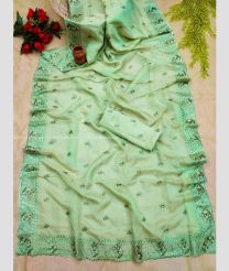 Aquamarine color Organza sarees with all over buties with embroidery border design -ORGS0003014