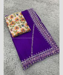 Purple and Cream color Chiffon sarees with all over leheriya work with cut work sequence border design -CHIF0001842