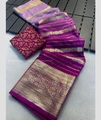 Lavender and Magenta color Georgette sarees with all over stripes design -GEOS0020316