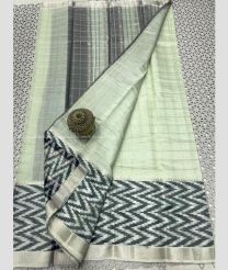 Cream and Grey color mangalagiri pattu sarees with all over checks design -MAGP0026942