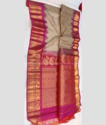 Grey and Pink color gadwal sico handloom saree with temple  border saree design -GAWI0000280