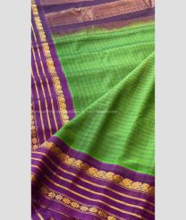Parrot Green and Magenta color gadwal cotton handloom saree with zari border saree design -GAWT0000057