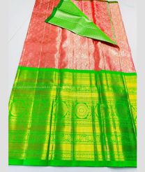 Peach and Green color kanchi Lehengas with zari border design -KAPL0000067