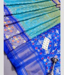 Sky Blue and Blue color pochampally ikkat pure silk handloom saree with pochampally ikkat design -PIKP0031676