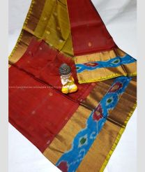 Maroon and Golden Brown color uppada pattu handloom saree with all over nakshtra buties with pochampally border design -UPDP0021025