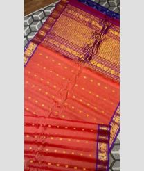 Tomato Red and Purple color gadwal sico handloom saree with all over buties design -GAWI0000758