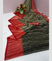 Red and Black color Chiffon sarees with all over buties design -CHIF0001393