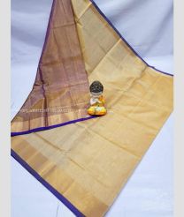 Brown and Cream color Uppada Tissue handloom saree with plain saree design -UPPI0000411