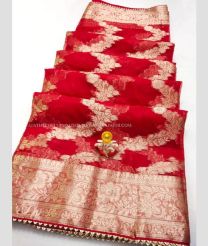Red color Organza sarees with jaquard jari design saree -ORGS0001510