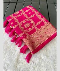 Pink color Georgette sarees with all over checks circle design with border -GEOS0013647