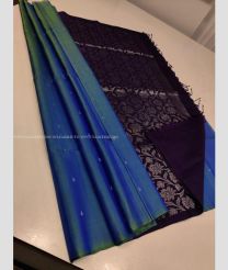 Blue and Black color soft silk kanchipuram sarees with hand woven with unique collection design -KASS0000574