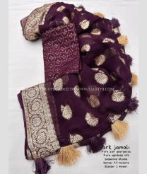 Plum Purple and Silver color Georgette sarees with all over jari buties design -GEOS0024025