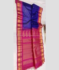 Royal Blue and Pink color gadwal sico handloom saree with temple  border saree design -GAWI0000275
