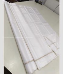 White and Golden color soft silk kanchipuram sarees with plain design -KASS0000953