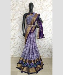 Lavender and Plum Purple color pochampally ikkat pure silk handloom saree with pochampally ikkat design -PIKP0036751