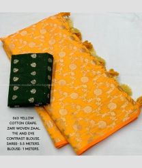 Mango Yellow and Forest Fall Green color Banarasi sarees with all over jari woven design -BANS0018814
