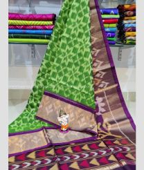 Green and Purple color Ikkat sico handloom saree with pochampalli ikkat design -IKSS0000336