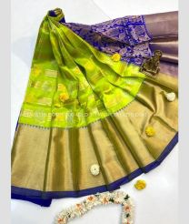 Parrot Green and Blue color uppada pattu handloom saree with all over design with kanchi border saree -UPDP0013813