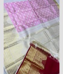 Lavender and Cream color kanchi pattu handloom saree with all over jari design -KANP0013599