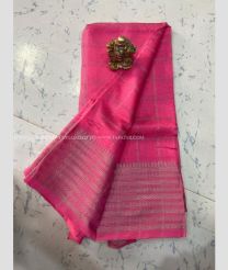 Pink color mangalagiri pattu handloom saree with all over jari line checks with silver big border design -MAGP0026258