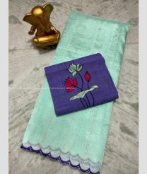 Lite Turquoise and Purple color mangalagiri pattu sarees with all over lines work design -MAGP0026640