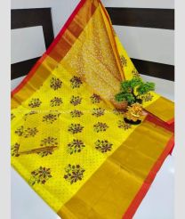 Yellow and Orange color Uppada Soft Silk handloom saree with all over printed design -UPSF0003431