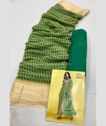 Green and Cream color Georgette sarees with printed design saree -GEOS0000295