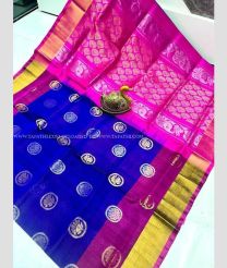 Royal Blue and Pink color uppada pattu sarees with all over buttas design -UPDP0021999
