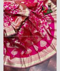 Rani Pink color Lichi sarees with leaf design saree -LICH0000022