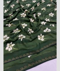 Forest Fall Green color Georgette sarees with all over fancy printed with diamond work border design -GEOS0024181