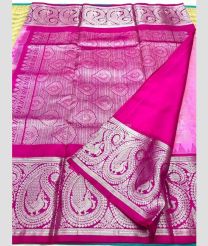 Rose Pink and Pink color venkatagiri pattu sarees with all over kalamjali design -VAGP0000982