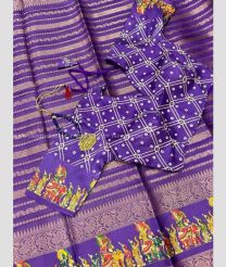 Purple and Golden color Banarasi sarees with beautiful printed with kota jacquard design -BANS0018048