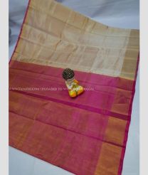Cream and Magenta color Uppada Tissue handloom saree with plain saree design -UPPI0000312