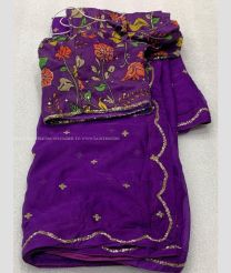 Orange and Purple color Georgette sarees with all over sequins buties with maggam work border design -GEOS0007687