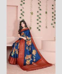 Navy Blue and Red color Banarasi sarees with all over woven with jari design -BANS0011929