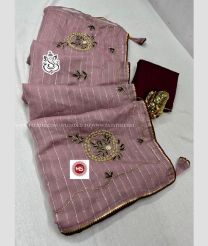 Rose Dust and Maroon color Organza sarees with heavy work with khalti work design -ORGS0003139