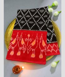 Black and Red color pochampally Ikkat cotton handloom saree with all over pochampally spl design -PIKT0000626