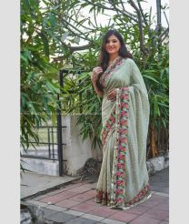 Pista color Georgette sarees with flower bordered saree design -GEOS0004773