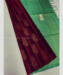 Maroon and Light Green color Lichi sarees with all over buties design -LICH0000320