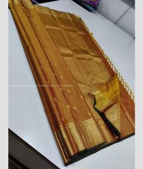 Purple and Golden color kanchi pattu handloom saree with all over jall checks and buties with 2g pure vaira oosi border design -KANP0013246